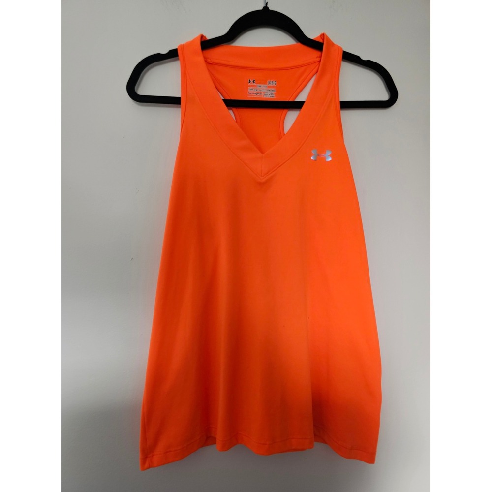 [Athletic] Under Armour HeatGear Tank Top Womens Large Orange Racerback V-Neck